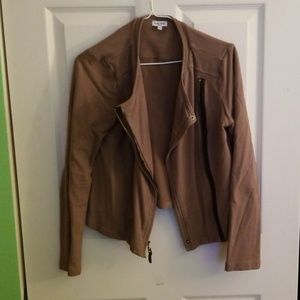 Brown Fabric Bomber Jacket